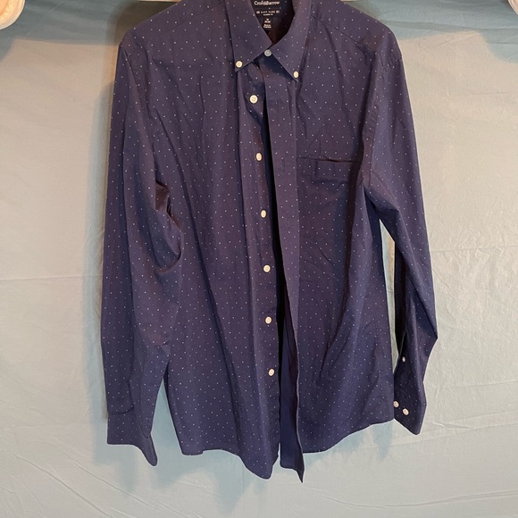 Mens (16) 34/35 Classic Fit CROFT & BARROW NAVY BLUE BUTTON UP SHORT SLEEVED - Picture 2 of 6